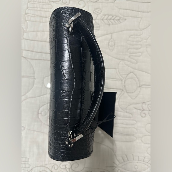 NEW The Kooples EMILY SMALL CROCODILE-EFFECT BAG BLACK LEATHER Silver - Picture 7 of 15